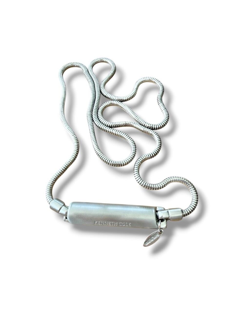 Kenneth Cole Silver Tone Chain Belt Made in Italy Hook Clasp Minimalist 35” S